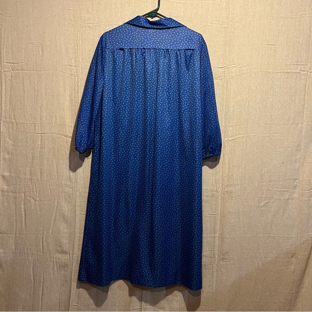 Vintage 60s Blue Sailboat Pattern Button Down Dress - Picture 3 of 6